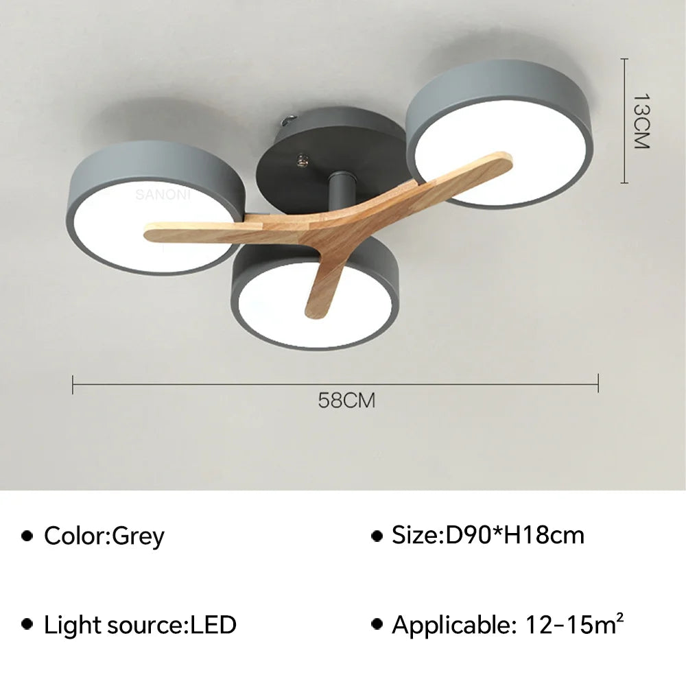 Lustre Nordique Macaron LED en Bois pour une Décoration Intérieure Élégante