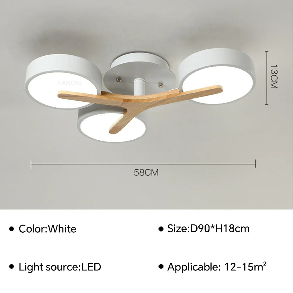 Lustre Nordique Macaron LED en Bois pour une Décoration Intérieure Élégante