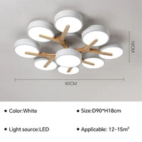 Lustre Nordique Macaron LED en Bois pour une Décoration Intérieure Élégante | Marco Lucetti Blanc 9 têtes / Blanc froid