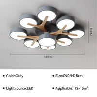 Lustre Nordique Macaron LED en Bois pour une Décoration Intérieure Élégante | Marco Lucetti Gris 9 têtes / Blanc froid