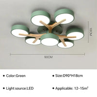 Lustre Nordique Macaron LED en Bois pour une Décoration Intérieure Élégante | Marco Lucetti Vert 7 têtes / Blanc froid