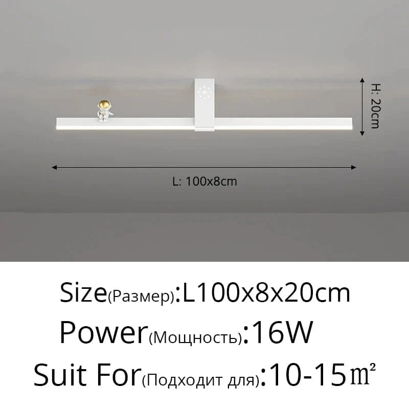 Lustre Nordique Minimaliste Bande LED Créative et Personnalisée | Marco Lucetti Blanc L100x8cm 16W / 3 couleurs sans télécommande
