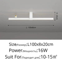 Lustre Nordique Minimaliste Bande LED Créative et Personnalisée | Marco Lucetti Blanc L100x8cm 16W / 3 couleurs sans télécommande