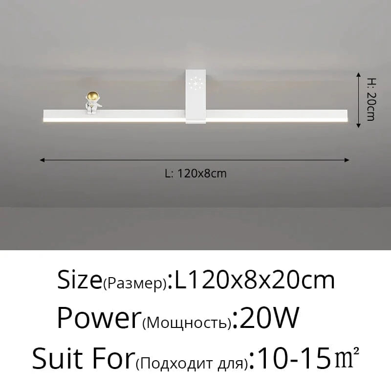Lustre Nordique Minimaliste Bande LED Créative et Personnalisée | Marco Lucetti Blanc L120x8cm 20W / 3 couleurs sans télécommande