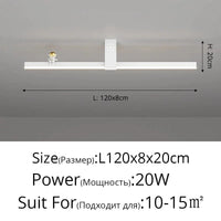 Lustre Nordique Minimaliste Bande LED Créative et Personnalisée | Marco Lucetti Blanc L120x8cm 20W / 3 couleurs sans télécommande
