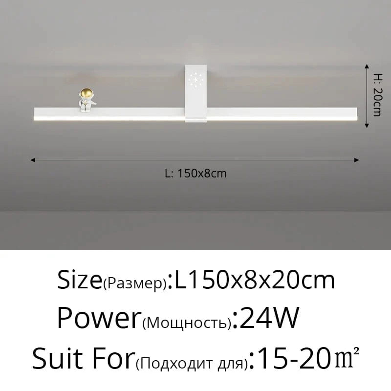 Lustre Nordique Minimaliste Bande LED Créative et Personnalisée | Marco Lucetti Blanc L150x8cm 24W / 3 couleurs sans télécommande