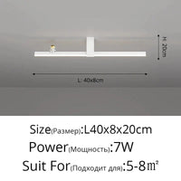 Lustre Nordique Minimaliste Bande LED Créative et Personnalisée | Marco Lucetti Blanc L40x8cm 7W / 3 couleurs sans télécommande