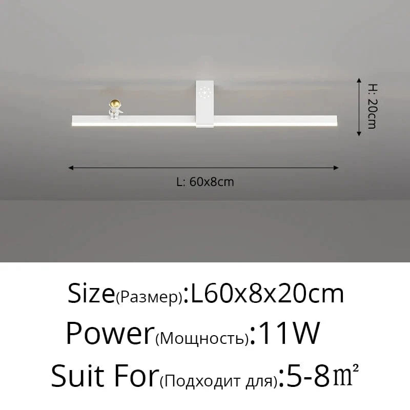 Lustre Nordique Minimaliste Bande LED Créative et Personnalisée | Marco Lucetti Blanc L60x8cm 11W / 3 couleurs sans télécommande
