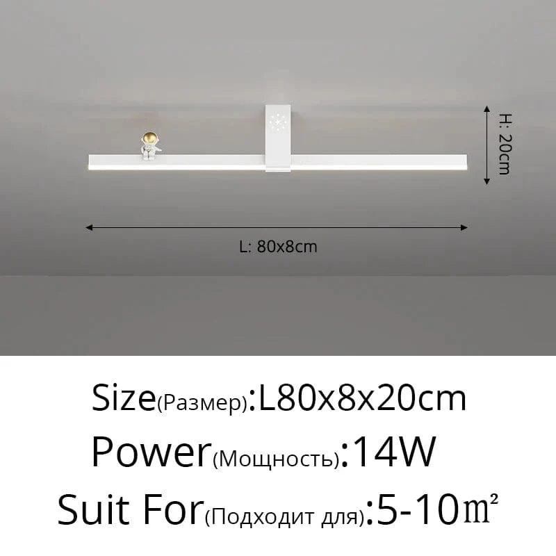 Lustre Nordique Minimaliste Bande LED Créative et Personnalisée | Marco Lucetti Blanc L80x8cm 14W / 3 couleurs sans télécommande
