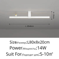 Lustre Nordique Minimaliste Bande LED Créative et Personnalisée | Marco Lucetti Blanc L80x8cm 14W / 3 couleurs sans télécommande