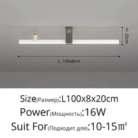 Lustre Nordique Minimaliste Bande LED Créative et Personnalisée | Marco Lucetti Blanc Noir L100cm / 3 couleurs sans télécommande