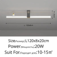 Lustre Nordique Minimaliste Bande LED Créative et Personnalisée | Marco Lucetti Blanc Noir L120cm / 3 couleurs sans télécommande