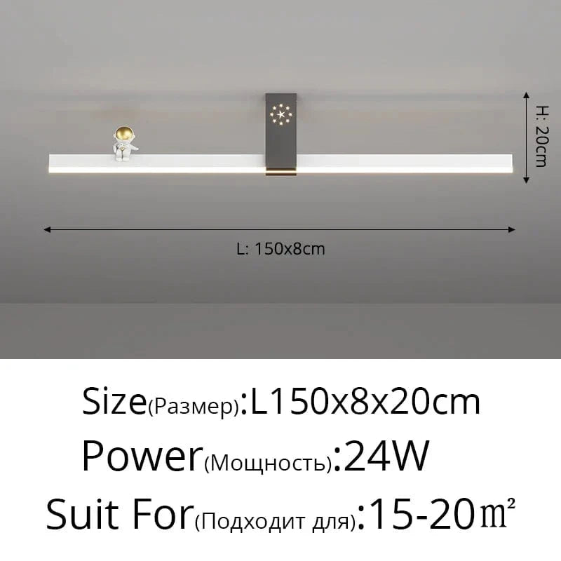 Lustre Nordique Minimaliste Bande LED Créative et Personnalisée | Marco Lucetti Blanc Noir L150cm / 3 couleurs sans télécommande