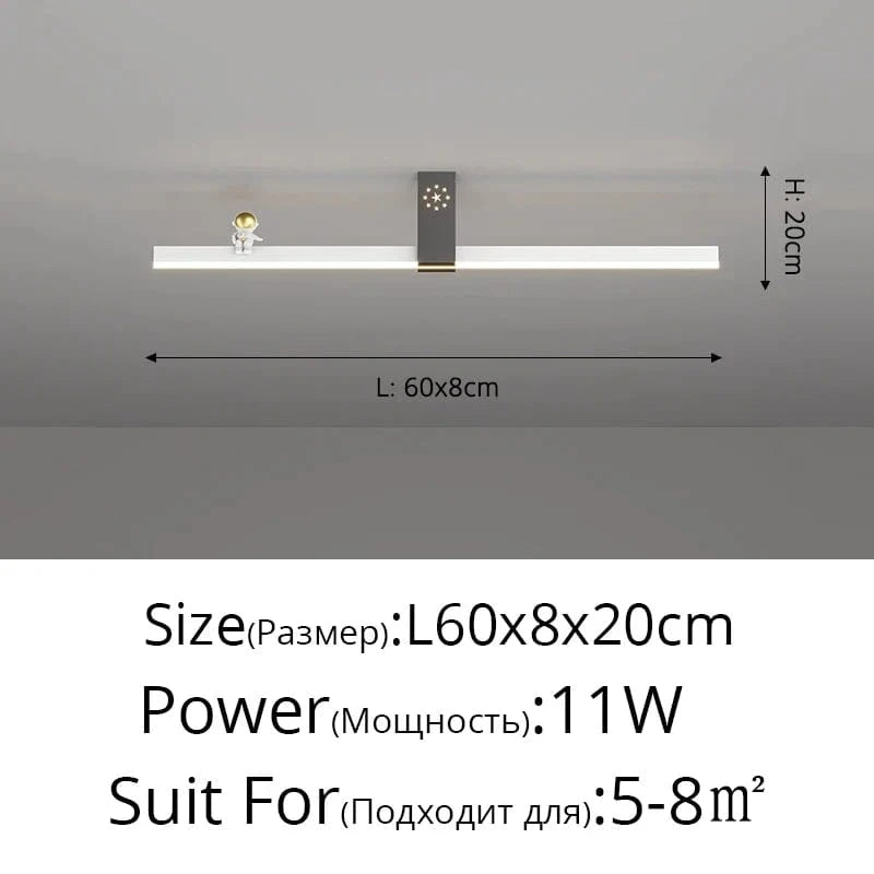 Lustre Nordique Minimaliste Bande LED Créative et Personnalisée | Marco Lucetti Blanc Noir L60cm / 3 couleurs sans télécommande