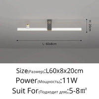 Lustre Nordique Minimaliste Bande LED Créative et Personnalisée | Marco Lucetti Blanc Noir L60cm / 3 couleurs sans télécommande