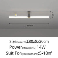Lustre Nordique Minimaliste Bande LED Créative et Personnalisée | Marco Lucetti Blanc Noir L80cm / 3 couleurs sans télécommande