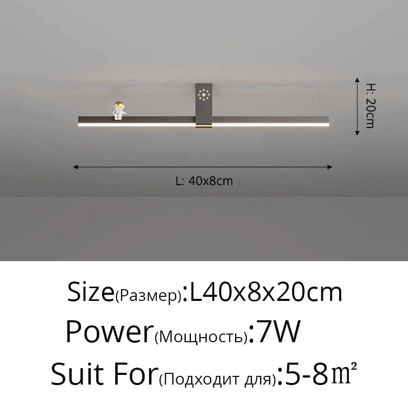 Lustre Nordique Minimaliste Bande LED Créative et Personnalisée | Marco Lucetti Noir L40x8cm 7W / 3 couleurs sans télécommande