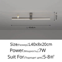 Lustre Nordique Minimaliste Bande LED Créative et Personnalisée | Marco Lucetti Noir L40x8cm 7W / 3 couleurs sans télécommande