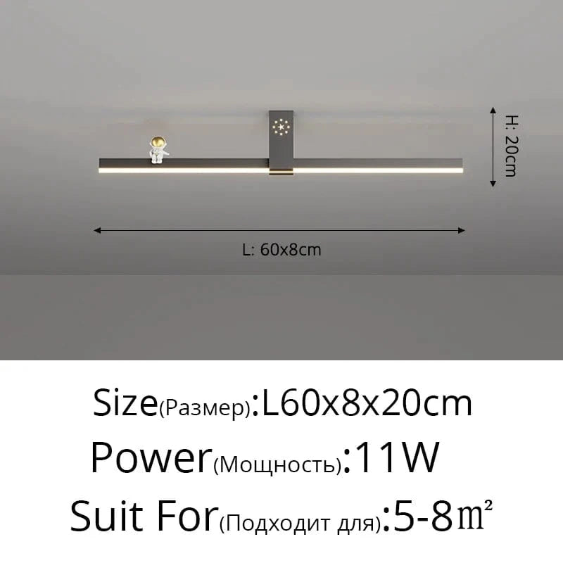 Lustre Nordique Minimaliste Bande LED Créative et Personnalisée | Marco Lucetti Noir L60x8cm 11W / 3 couleurs sans télécommande