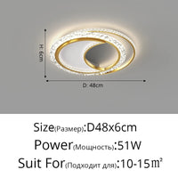 Lustre nordique minimaliste en acrylique LED or moderne - Édition Prestige