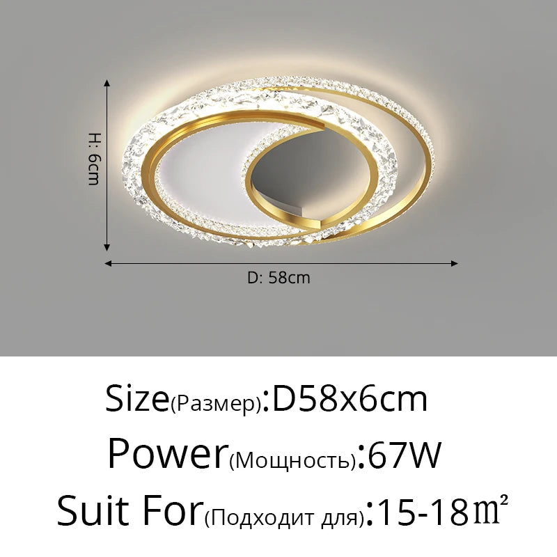 Lustre nordique minimaliste en acrylique LED or moderne - Édition Prestige