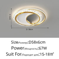 Lustre nordique minimaliste en acrylique LED or moderne - Édition Prestige