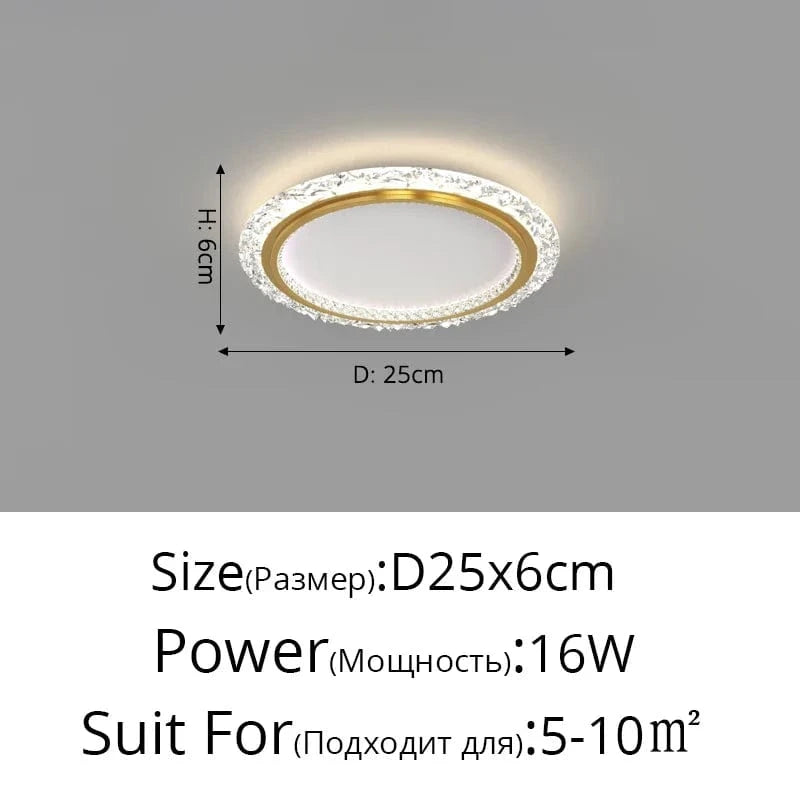 Lustre nordique minimaliste en acrylique LED or moderne - Édition Prestige | Marco Lucetti C Or D25x6cm 16W / 3 couleurs sans télécommande