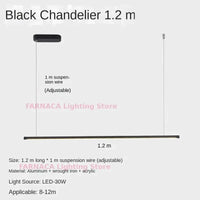 Lustre Nordique Minimaliste LED pour Restaurant et Bureau - Éclat Scandinave | Marco Lucetti L120cm-noir. / Lumière blanche6000K