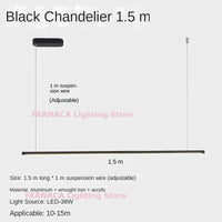 Lustre Nordique Minimaliste LED pour Restaurant et Bureau - Éclat Scandinave | Marco Lucetti L150CM-noir. / Lumière blanche6000K