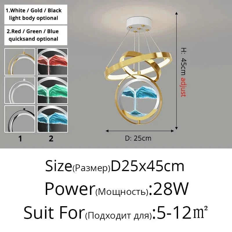 Lustre Nordique Minimaliste Moderne - Petits Sables Mouvants | Marco Lucetti Style D D25x45cm 28W / Corps de lampe doré / 3 couleurs sans télécommande