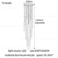 Lustre Nordique Minimaliste Penthouse Villa | Marco Lucetti 15 têtes / Noir / Lumière blanche