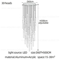 Lustre Nordique Minimaliste Penthouse Villa | Marco Lucetti 30 têtes / Noir / Lumière blanche