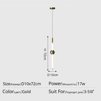 Lustre nordique minimaliste pour restaurant et bar | Marco Lucetti A Or D10x72cm 17W / Blanc froid