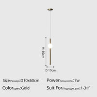 Lustre nordique minimaliste pour restaurant et bar | Marco Lucetti B Or D10x60cm 7W / Blanc froid