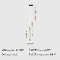 Lustre nordique minimaliste pour restaurant et bar | Marco Lucetti C Or D12x44cm 20W / Blanc froid