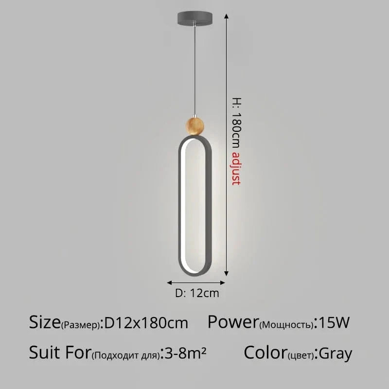 Lustre nordique minimaliste pour restaurant et bar | Marco Lucetti D Gris D12x180cm 15W / Blanc chaud