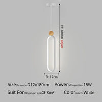 Lustre nordique minimaliste pour restaurant et bar | Marco Lucetti DBlanc D12x180cm 15W / Blanc froid