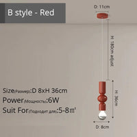 Lustre Nordique Moderne à LED pour Bar et Salon | Marco Lucetti DG5107 Rouge D8x36cm / Blanc chaud