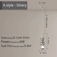 Lustre Nordique Moderne à LED pour Bar et Salon | Marco Lucetti DG5108 Argent D12x37 / Blanc chaud