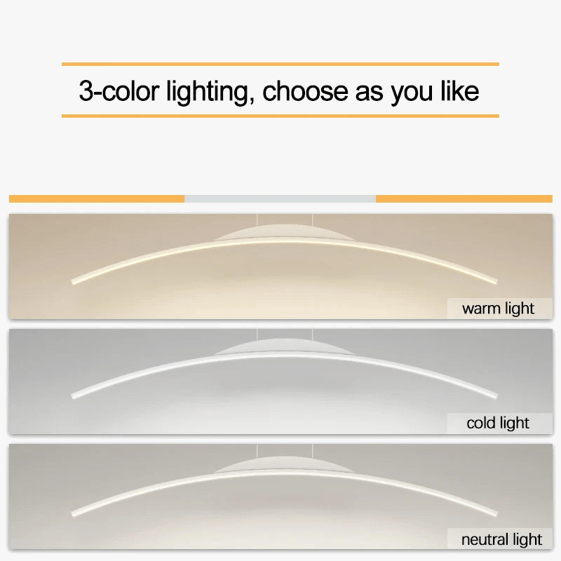  Lustre nordique moderne avec bande incurvée pour salon et salle à manger | Marco Lucetti
