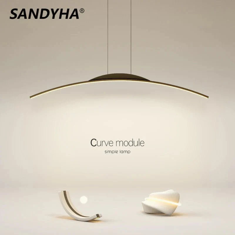  Lustre nordique moderne avec bande incurvée pour salon et salle à manger | Marco Lucetti