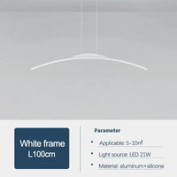  Lustre nordique moderne avec bande incurvée pour salon et salle à manger | Marco Lucetti Blanc L100cm / Lumière froide