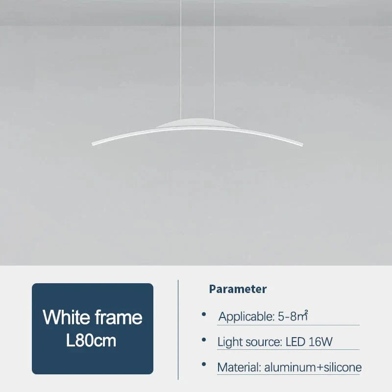  Lustre nordique moderne avec bande incurvée pour salon et salle à manger | Marco Lucetti Blanc L80cm / Lumière froide