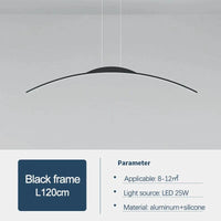  Lustre nordique moderne avec bande incurvée pour salon et salle à manger | Marco Lucetti Noir L120cm / Lumière froide