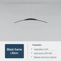  Lustre nordique moderne avec bande incurvée pour salon et salle à manger | Marco Lucetti Noir L80cm / Lumière froide