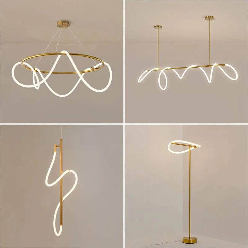 Lustre Nordique Moderne Doré Brillant - Sandyha Lighting | Marco Lucetti