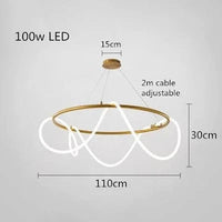 Lustre Nordique Moderne Doré Brillant - Sandyha Lighting | Marco Lucetti Anneau rond D110cm / Lumière froide