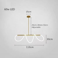 Lustre Nordique Moderne Doré Brillant - Sandyha Lighting | Marco Lucetti Bande longue L110cm / Lumière chaude