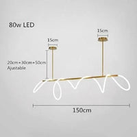 Lustre Nordique Moderne Doré Brillant - Sandyha Lighting | Marco Lucetti Bande longue L150cm / Lumière froide