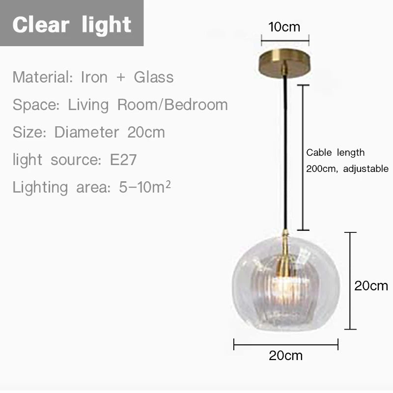 Suspension design nordique en verre - Collection Boule Moderne